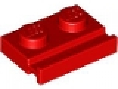 Platte 1 x 2 mit Führungschiene rot 32028