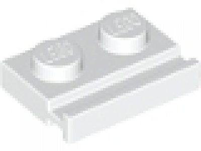 Platte 1 x 2 mit Führungschiene weiß 32028 neu