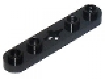 Technic, Plate 1 x 5 with Smooth Ends, 4 Studs and Center Axle Hole, schwarz