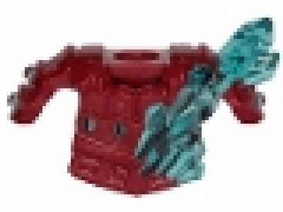 Minifigure Armor Breastplate with Shoulder Pads and Trans-Light Blue Crystals Pattern, 41158pb01, dunkelrot