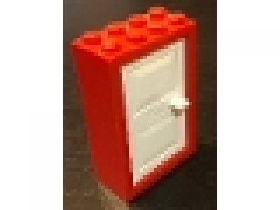 Tür weiß mit rotem Rahmen 2x4x5, 4130c02
