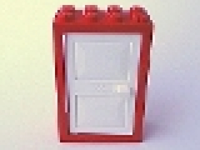 Tür weiß mit rotem Rahmen 2x4x5, 4130c02