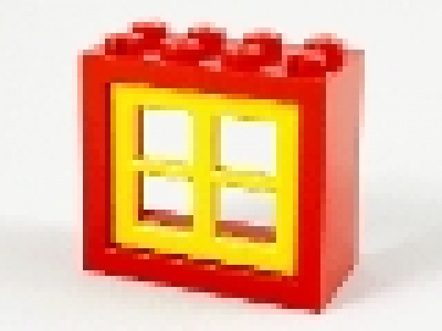 Fensterrahmen 3 x 4 rot 4132c02 mit gelben Sprossen