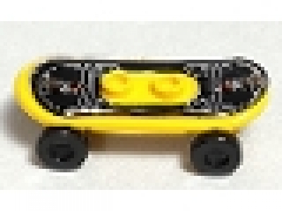 Lego Skateboard gelb mit schwarzen Rädern, 42511c01pb17