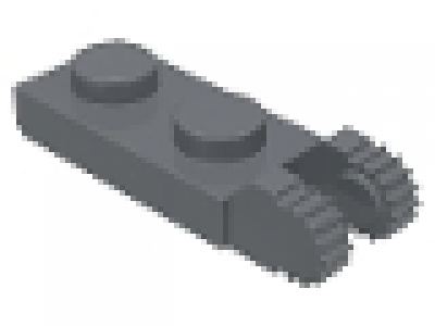 Lego Raster- Scharnier Platte 1 x 2 mit 2 Fingern am Ende 44302  neues dunkelgrau