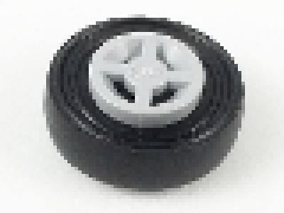 Wheel 8mm D. x 6mm with Black Tire 14mm D. x 4mm Smooth Small Single (4624 / 3139), neues hellgrau