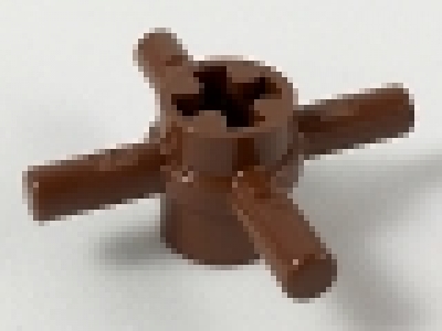 Technic, Axle Connector Hub with 4 Bars, rotbraun, neu