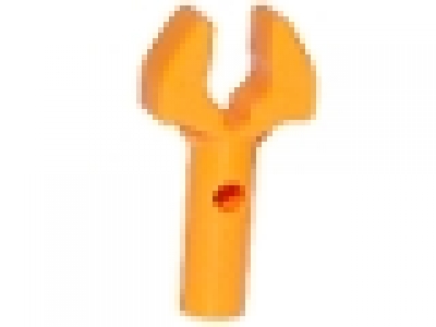 LEGO Bar 1L with Clip Mechanical Claw - Cut Edges and Hole on Side, orange
