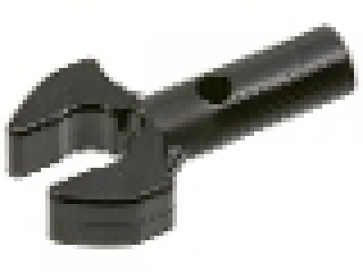 LEGO Bar 1L with Clip Mechanical Claw - Cut Edges and Hole on Side, schwarz