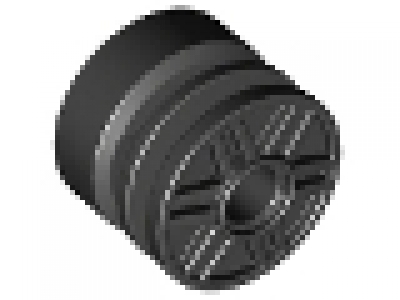 Wheel 18mm D. x 14mm with Pin Hole, Fake Bolts and Shallow Spokes schwarz, neu