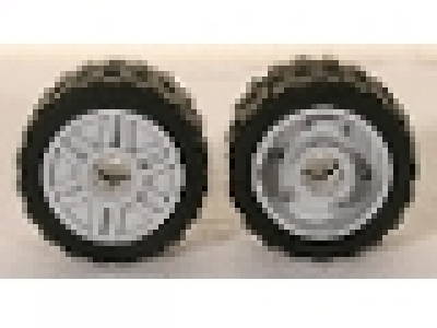 Wheel 18mm D. x 14mm with Pin Hole, Fake Bolts and Shallow Spokes with Black Tire 24 x 14 Shallow Tread (55981 / 30648), neues hellgrau
