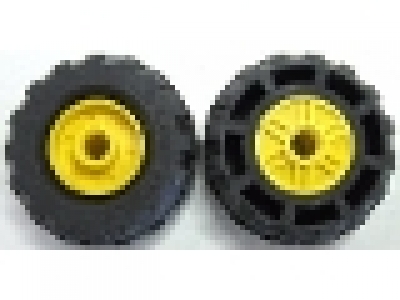 Wheel 18mm D. x 14mm with Pin Hole, Fake Bolts and Shallow Spokes with Black Tire 37 x 18R (55981 / 56891), gelb