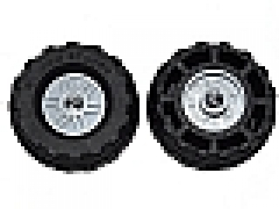 Wheel 18mm D. x 14mm with Pin Hole, Fake Bolts and Shallow Spokes with Black Tire 37 x 18R (55981 / 56891), neues hellgrau