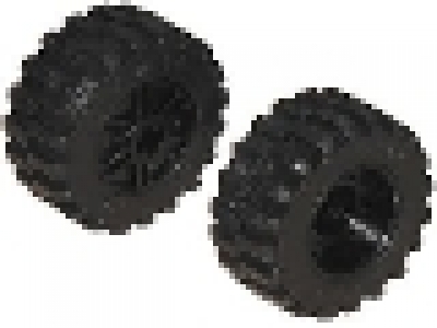 Wheel 18mm D. x 14mm with Axle Hole, Fake Bolts and Shallow Spokes with Black Tire 30.4 x 14 Offset Tread (55982 / 30391) schwarz