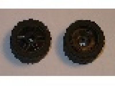 Black Wheel 18mm D. x 14mm with Axle Hole, Fake Bolts and Shallow Spokes with Black Tire 24 x 14 Shallow Tread (55982 / 30648) neu