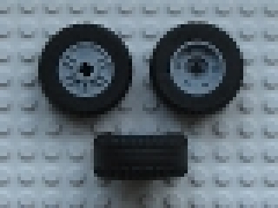 Wheel 18mm D. x 14mm with Axle Hole, Fake Bolts and Shallow Spokes with Black Tire 30.4 x 14 VR Solid (55982 / 58090) neues hellgrau