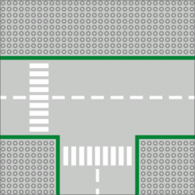 Straßenplatte: T-Kreuzung ohne Radweg 32x32 grau