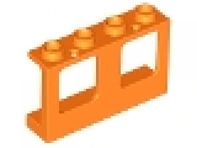 Flugzeugfenster 1x4x2 orange komplett, Glas tr hellblau