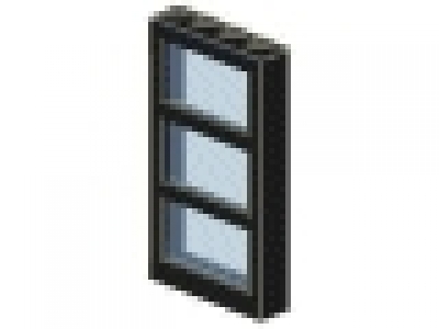 Fenster schwarz mit Querstreben 1x4x6,  Glas tr hellblau