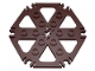 Lego Technic, Plate Rotor 6 Blade with Clip Ends Connected (Water Wheel) - Hollow Studs dunkelbraun, neu