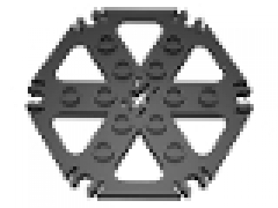 Lego Technic, Plate Rotor 6 Blade with Clip Ends Connected (Water Wheel) - Hollow Studs, schwarz, neu