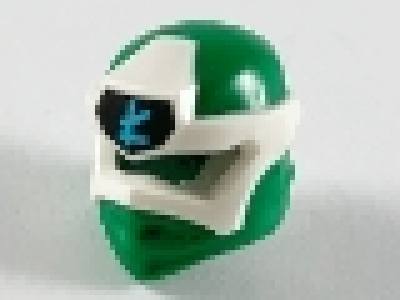 Minifigure, Headgear Ninjago Wrap Type 6 with White Mask, Medium Azure L Symbol on Black Pattern