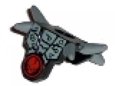 Minifigure Armor Breastplate with Shoulder Spikes Gray and Ninjago Cracked Red Skull Pattern, 93056pb01
