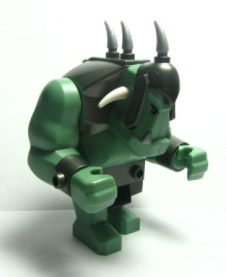 Big Figure - Fantasy Era - Troll, Sand Green with Pearl Dark Gray Armor, 2 White Horns and 3 Pearl Light Gray Horns