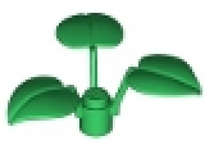 Blumenstiel mit 3 großen Blättern 1 x 1 x 2/3, grün x8