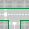 Straßenplatte: T-Kreuzung ohne Radweg 32x32 grau